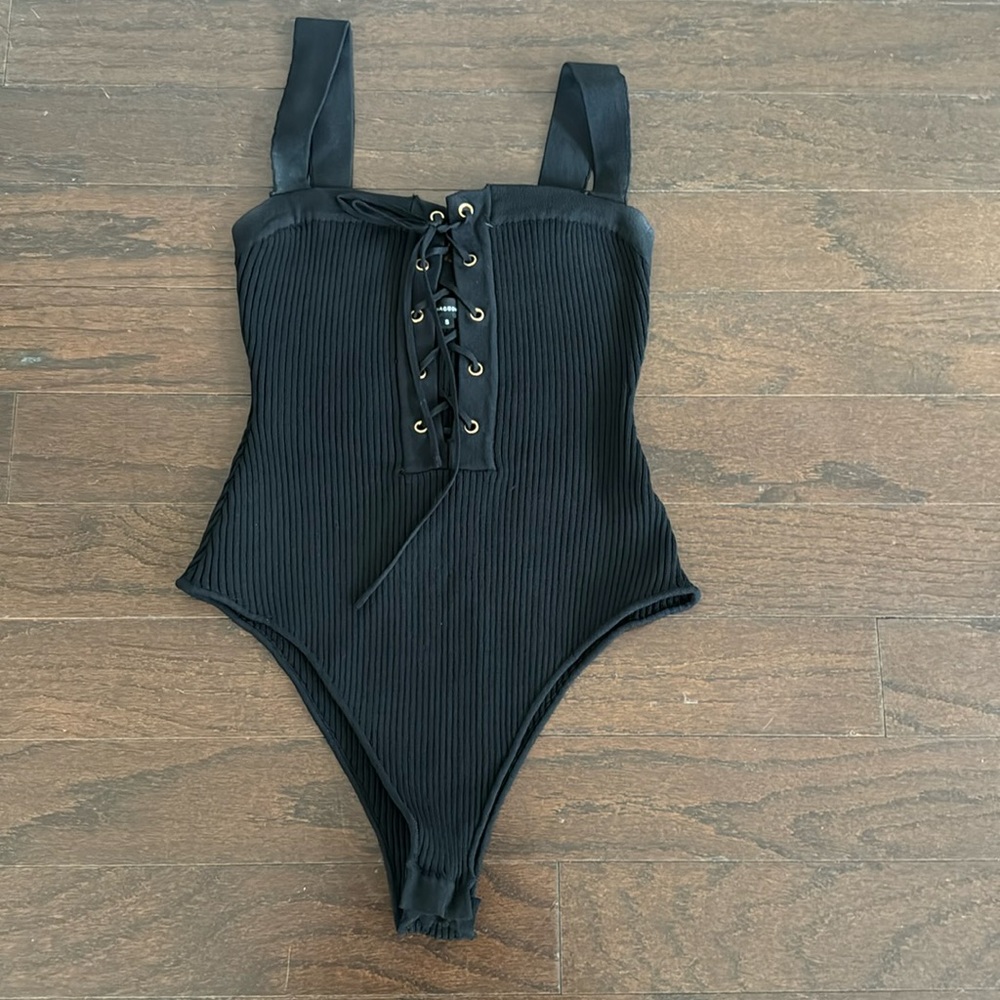 Black lace up bodysuit